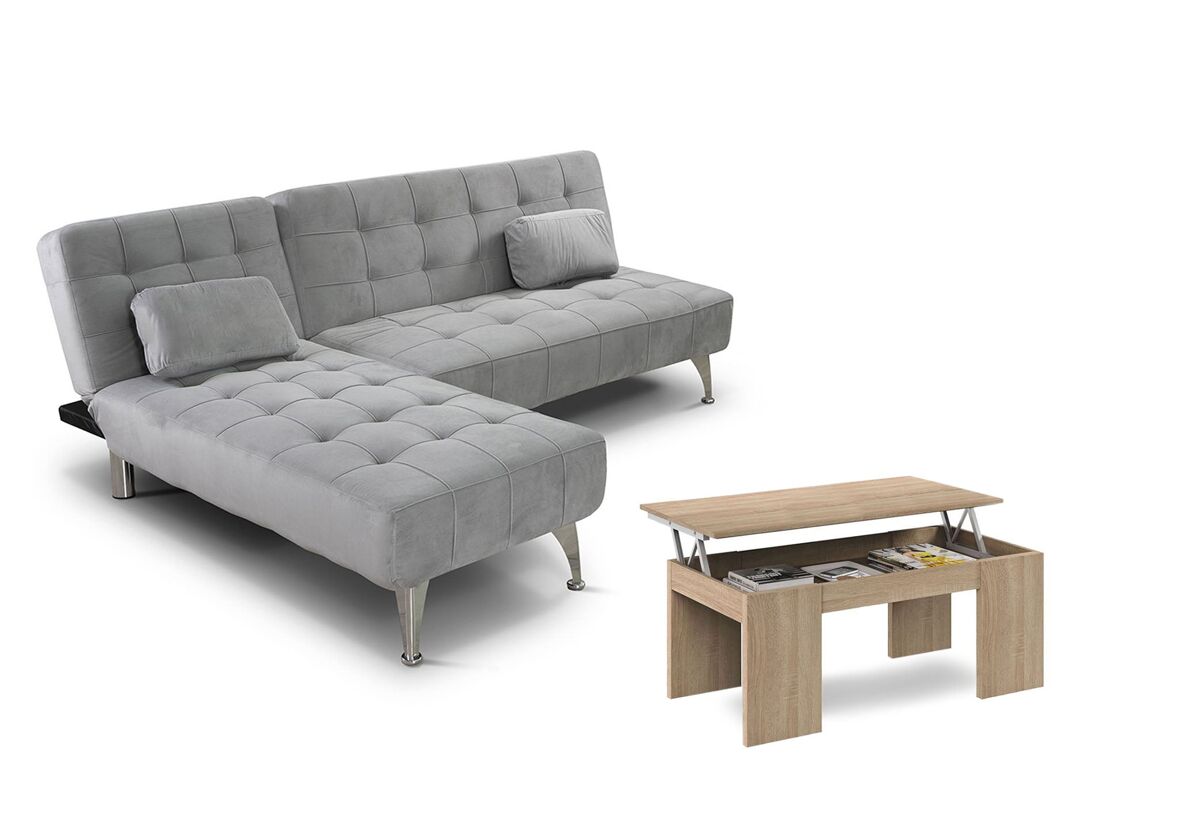Oferta: sofa cama chaise longue xs + mesa de centro elevable