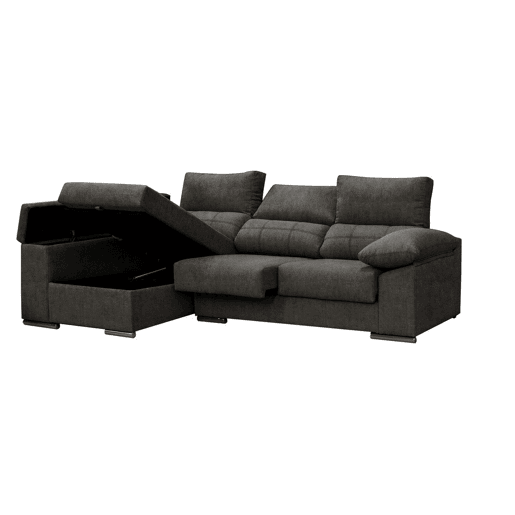 Sofá Chaise Longue Prateado. Reclinado, com Arco