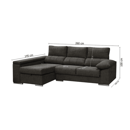 Sofá Chaise Longue Prateado. Reclinado, com Arco