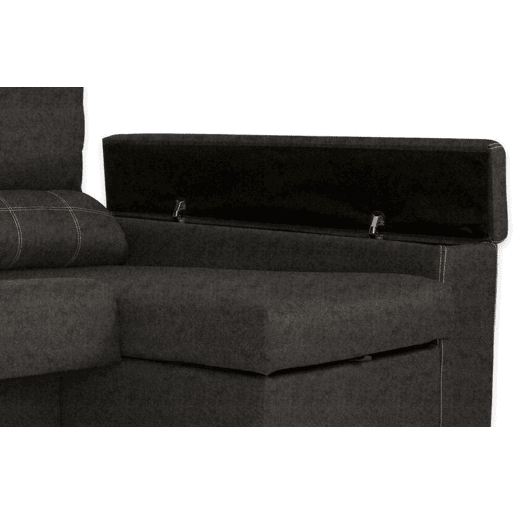 Sofá Chaise Longue Prateado. Reclinado, com Arco