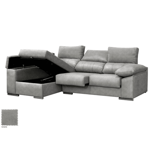 Sofá Chaise Longue Prateado. Reclinado, com Arco