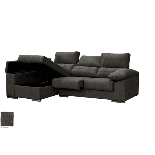 Sofá Chaise Longue Prateado. Reclinado, com Arco Sofá Chaise Longue Prateado. Reclinado, com Arco