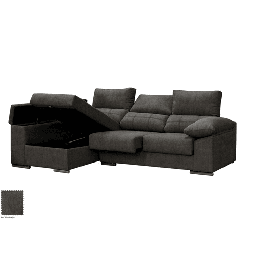 Sofá Chaise Longue Prateado. Reclinado, com Arco