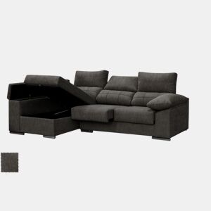 Sofá Chaise Longue Prateado. Reclinado, com Arco