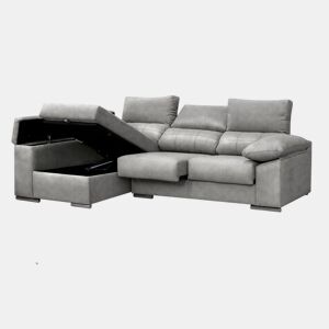 Sofá Chaise Longue Prateado. Reclinado, com Arco