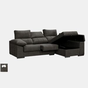 Sofá Chaise Longue Prateado. Reclinado, com Arco