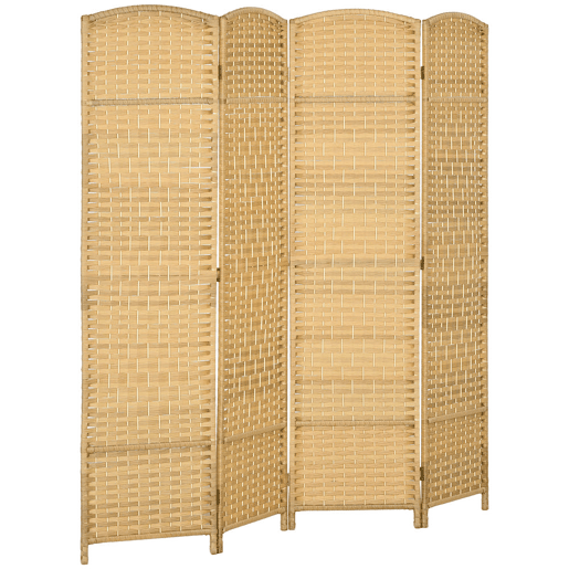 HOMCOM Biombo Dobrável de 4 Painéis Divisor de Ambientes 180x180 cm Ecrã de Privacidade de Polipropileno para Escritório Quarto Madeira