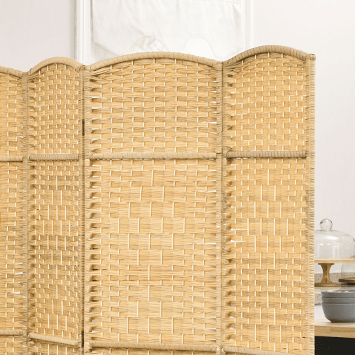 HOMCOM Biombo Dobrável de 4 Painéis Divisor de Ambientes 180x180 cm Ecrã de Privacidade de Polipropileno para Escritório Quarto Madeira