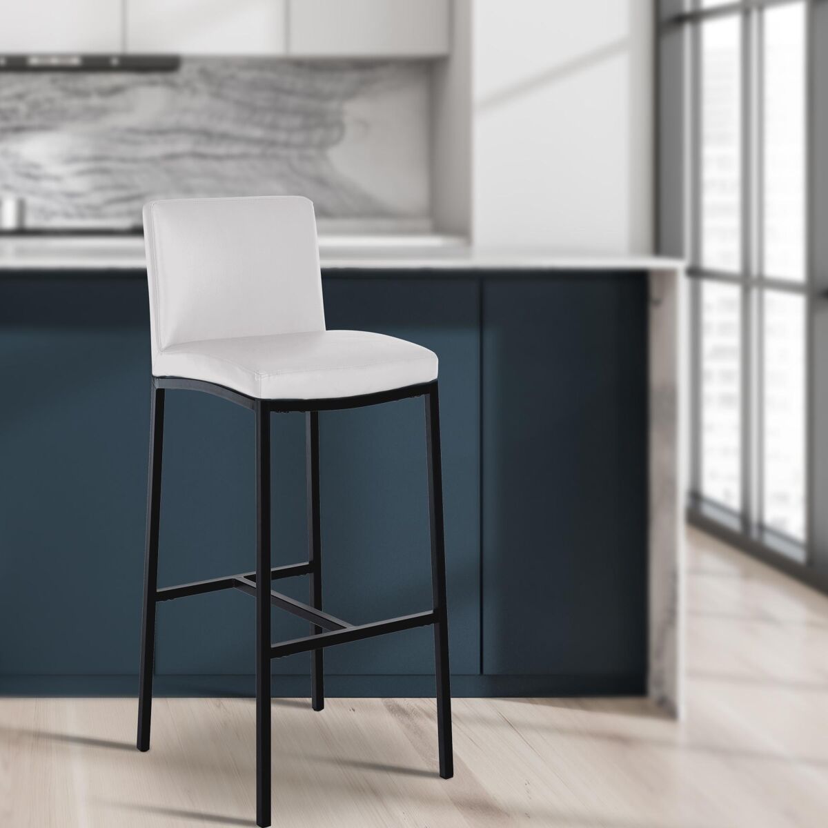 Taburete de bar freeport simil cuero blanco 47x43x111 cm