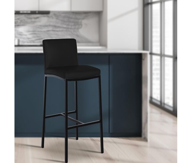 Taburete de bar freeport simil cuero negro 47x43x111 cm