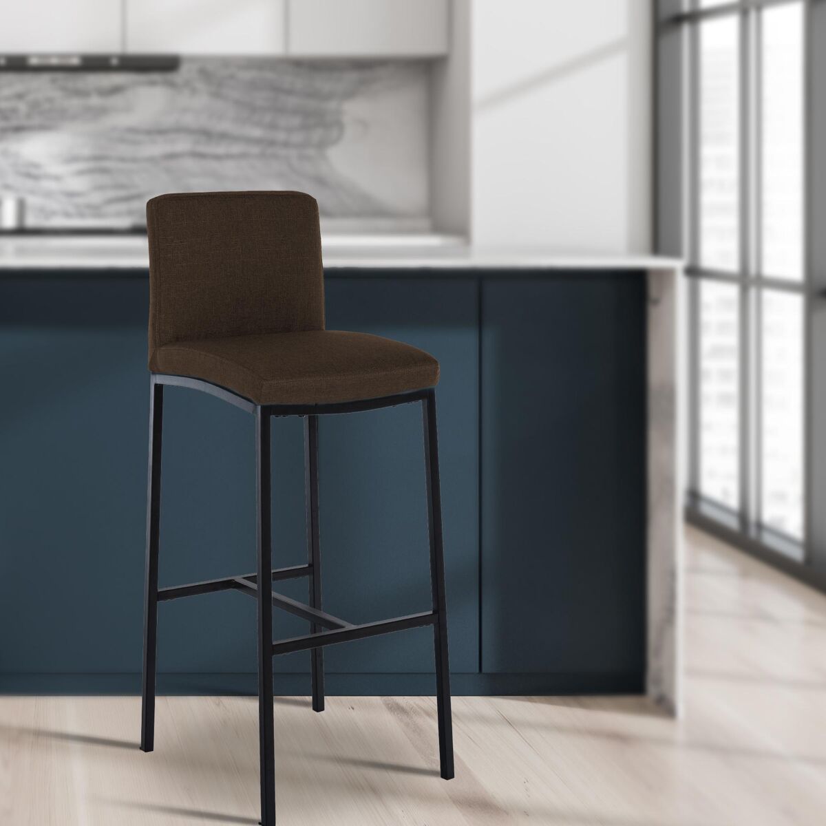 Taburete de bar freeport tela marrón 47x43x111 cm