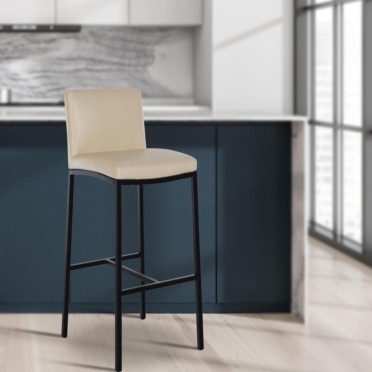 Taburete de bar freeport simil cuero crema 47x43x111 cm