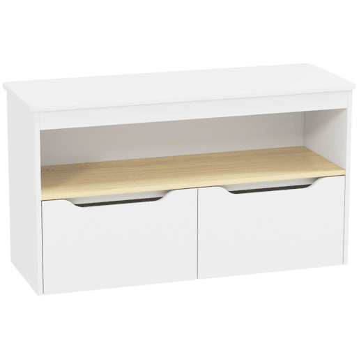 AIYAPLAY Organizador de Brinquedos Móvel de Arrumação Infantil com 2 Gavetas e Compartimento para Dormitório Sala de Jogos 80x30x45 cm Branco