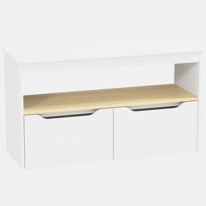 AIYAPLAY Organizador de Brinquedos Móvel de Arrumação Infantil com 2 Gavetas e Compartimento para Dormitório Sala de Jogos 80x30x45 cm Branco