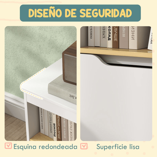 AIYAPLAY Organizador de Brinquedos Móvel de Arrumação Infantil com 2 Gavetas e Compartimento para Dormitório Sala de Jogos 80x30x45 cm Branco
