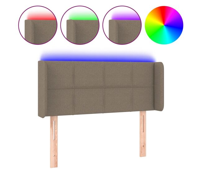 Cabecero con led de tela gris taupe 93x16x78/88 cm