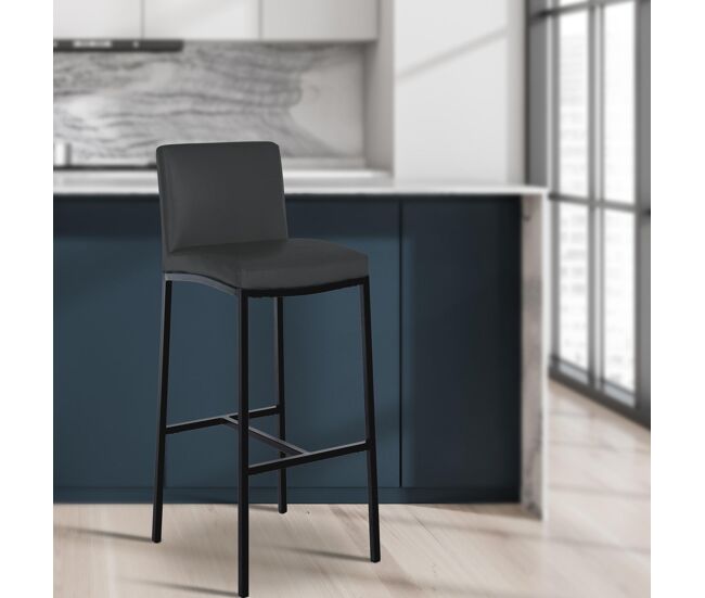 Taburete de bar freeport simil cuero gris oscuro 47x43x111 cm