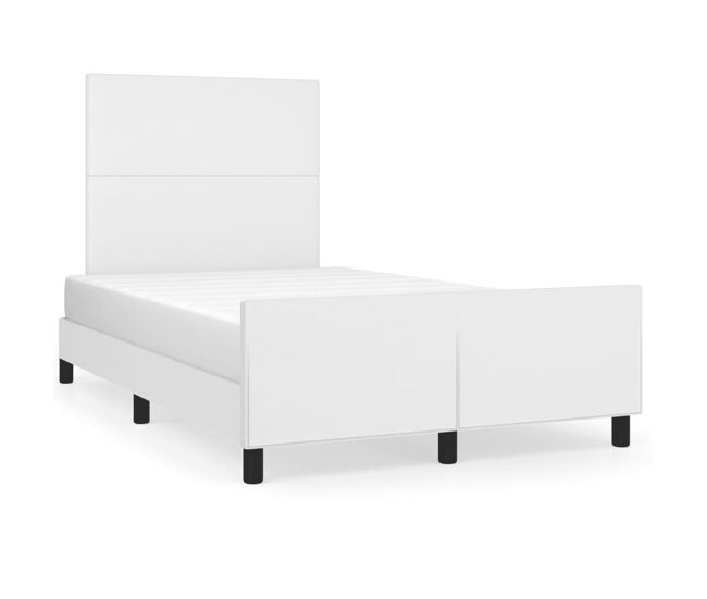 Estructura de cama cabecero cuero sintético blanco 120x200 cm diseño plano