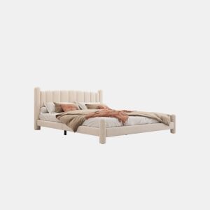 Cama de casal de veludo 180x200cm,bege