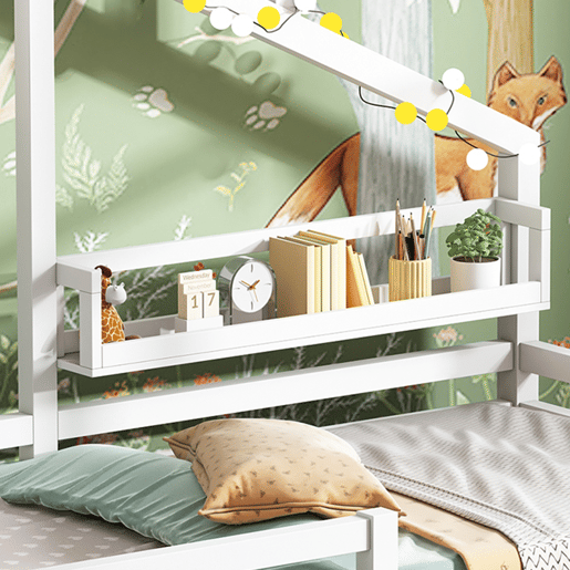 Cama de criança,cama-casa de madeira de pinho 90x200cm,branco