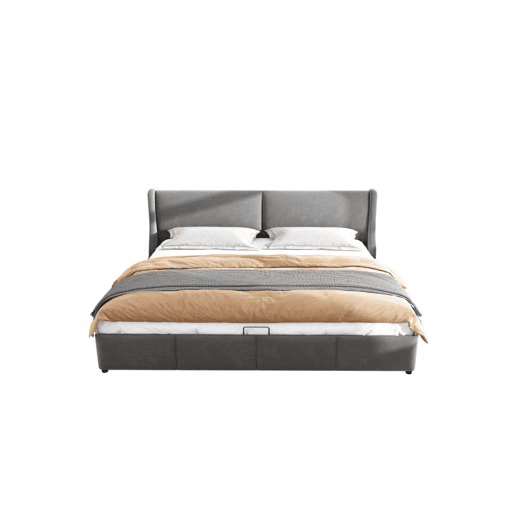 Cama de casal de veludo 180x200cm com armazenamento,cinzento