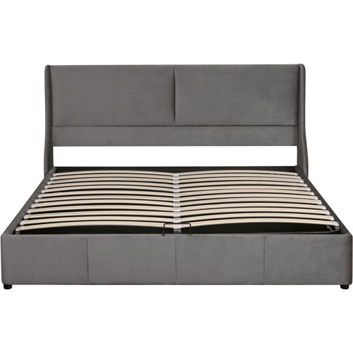 Cama de casal de veludo 180x200cm com armazenamento,cinzento