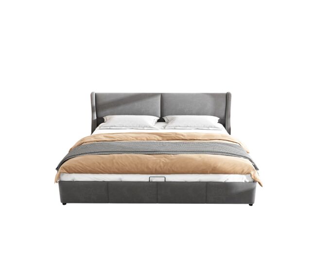 Cama de matrimonio de terciopelo 160x200cm con almacenaje,gris