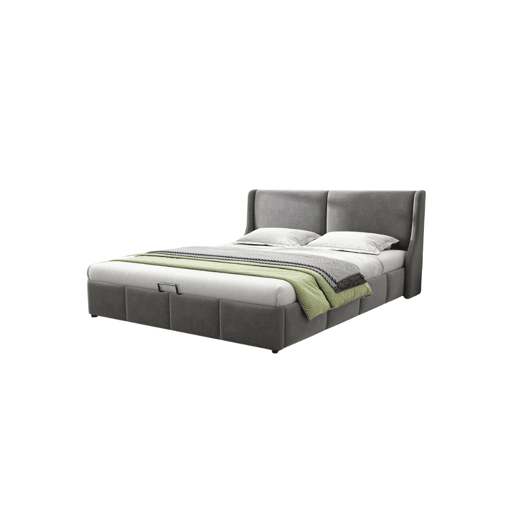 Cama de casal de veludo 140x200cm com armazenamento,cinzento