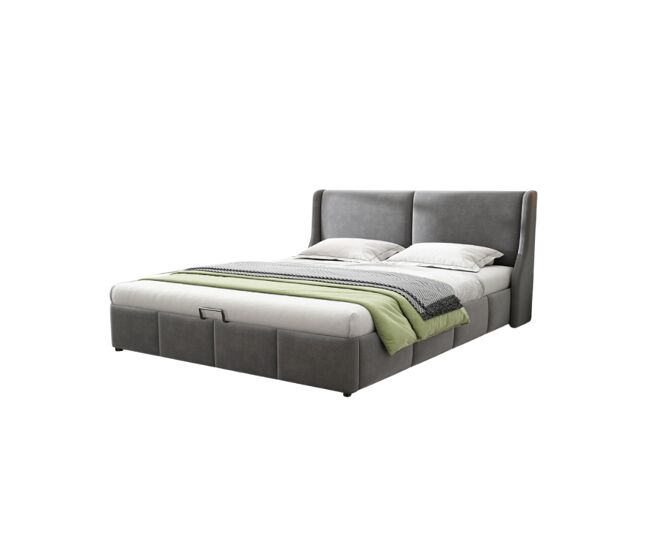 Cama de matrimonio de terciopelo 140x200cm con almacenaje,gris