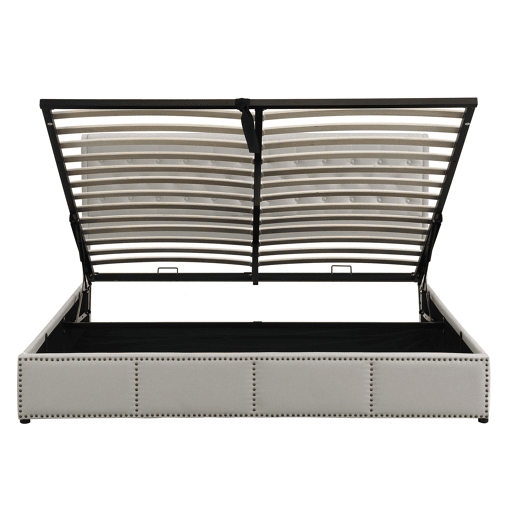 Cama de casal de veludo 160x200cm com armazenamento,cinza claro