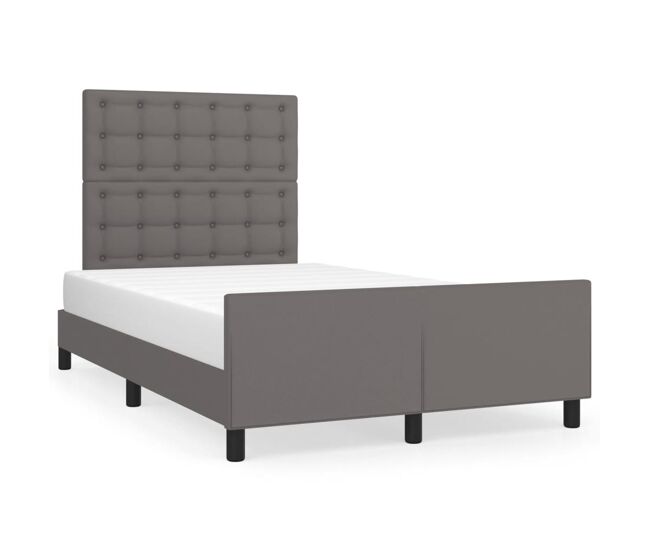 Estructura de cama con cabecero cuero sintético gris 120x200cm botones