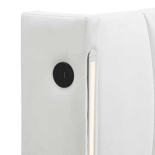 Cama de casal de pu 180x200cm com armazenamento,luz LED,branco Cama de casal de pu 180x200cm com armazenamento,luz LED,branco