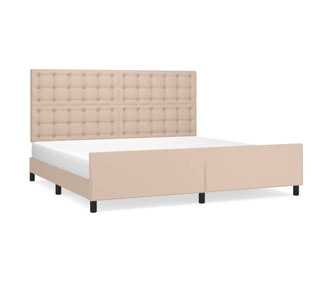 Estructura de cama cabecero cuero sintético capuchino 200x200cm botones