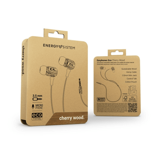 Auriculares com microfone Energy Sistem Eco Wood - Cor Castanho Claro