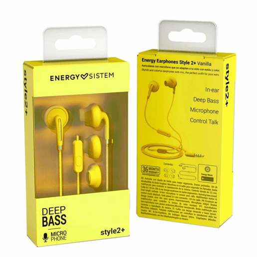 Auriculares com microfone Energy Sistem Style 2+ 3 mW - Amarelo