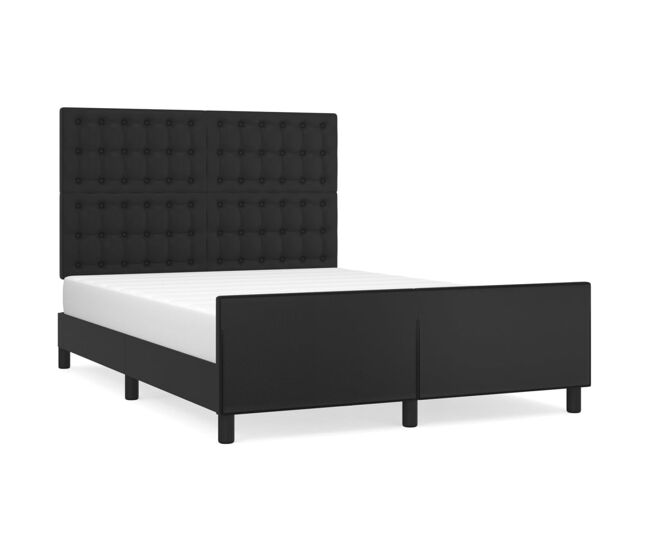 Estructura de cama con cabecero cuero sintético negro 140x190cm botones