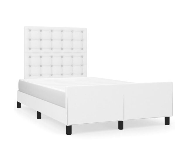 Estructura de cama cabecero cuero sintético blanco 120x200 cm botones