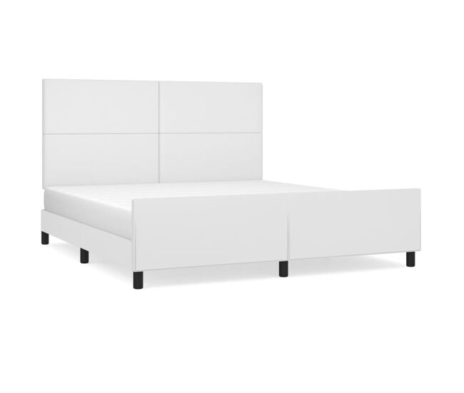Estructura de cama cabecero cuero sintético blanco 180x200 cm diseño plano
