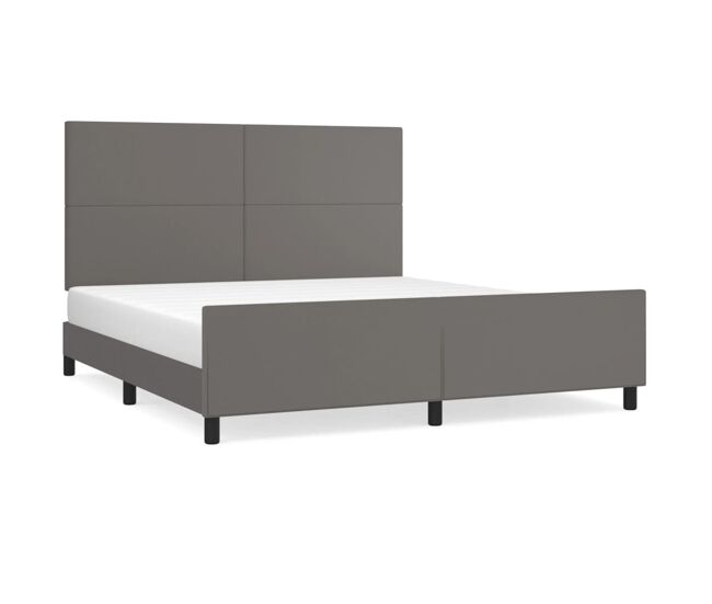 Estructura de cama con cabecero cuero sintético gris 160x200cm diseño plano