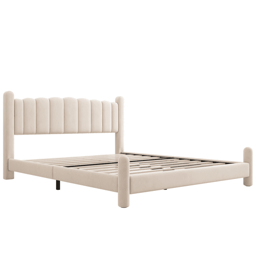 Cama de casal de veludo 160x200cm,bege