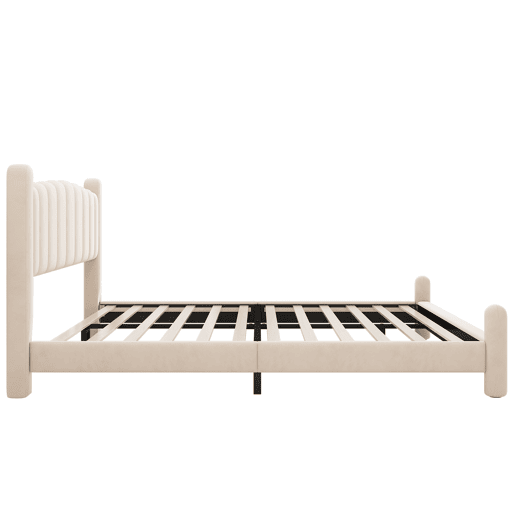 Cama de casal de veludo 160x200cm,bege
