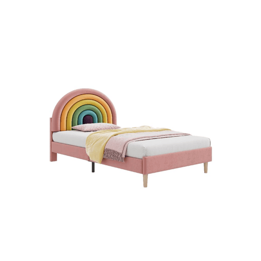 Cama juvenile,cama de solteiro de veludo 90x200cm,rosa