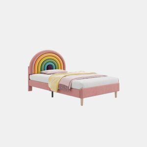 cama juvenil,cama de solteiro de veludo 90x200cm,rosa