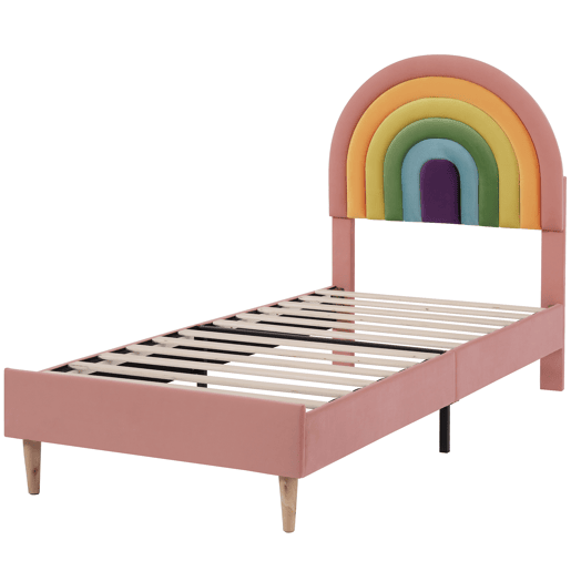 Cama juvenile,cama de solteiro de veludo 90x200cm,rosa