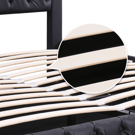 Cama de casal de pu 140x200cm com armazenamento e luz LED,preto