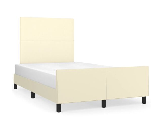 Estructura de cama con cabecero cuero sintético crema 120x200cm diseño plano