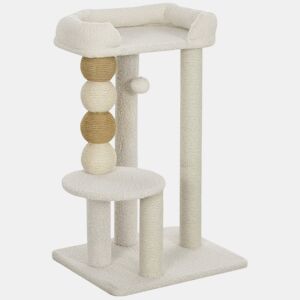 PawHut Árvore Arranhador para Gatos, Torre para Gatos 76 cm, Escalador com Cama, Plataforma de Salto, Postes de Sisal e Bolas de Brinquedo, Bege