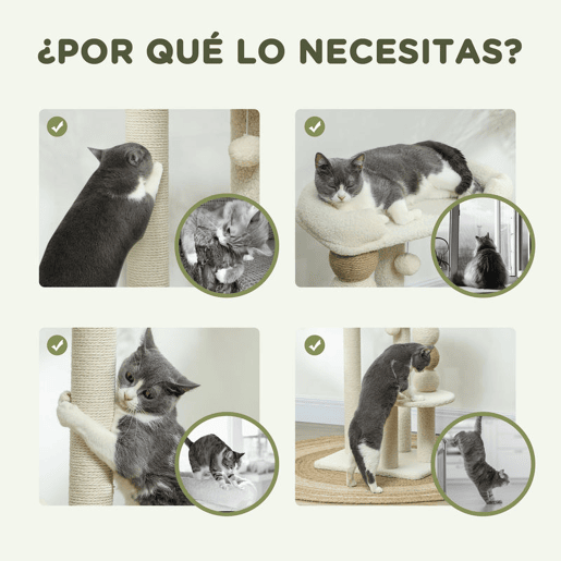 PawHut Árvore Arranhador para Gatos, Torre para Gatos 76 cm, Escalador com Cama, Plataforma de Salto, Postes de Sisal e Bolas de Brinquedo, Bege PawHut Árvore Arranhador para Gatos, Torre para Gatos 76 cm, Escalador com Cama, Plataforma de Salto, Postes de Sisal e Bolas de Brinquedo, Bege