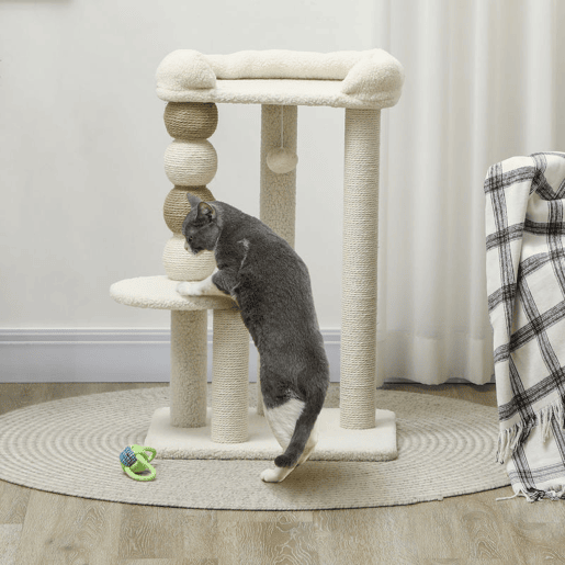 PawHut Árvore Arranhador para Gatos, Torre para Gatos 76 cm, Escalador com Cama, Plataforma de Salto, Postes de Sisal e Bolas de Brinquedo, Bege PawHut Árvore Arranhador para Gatos, Torre para Gatos 76 cm, Escalador com Cama, Plataforma de Salto, Postes de Sisal e Bolas de Brinquedo, Bege