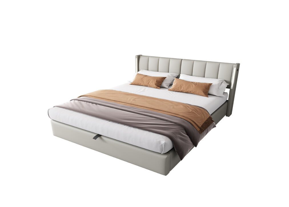 Cama de matrimonio de pu con almacenaje 180x207 Gris
